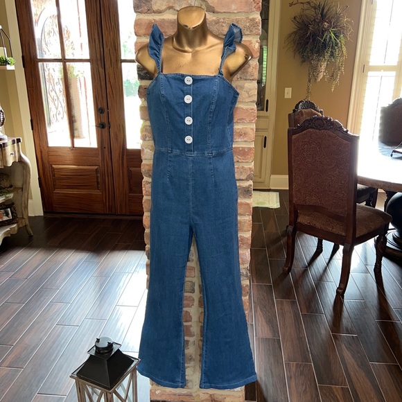 molly green Pants - Molly green blue Jean ruffled pant suit m